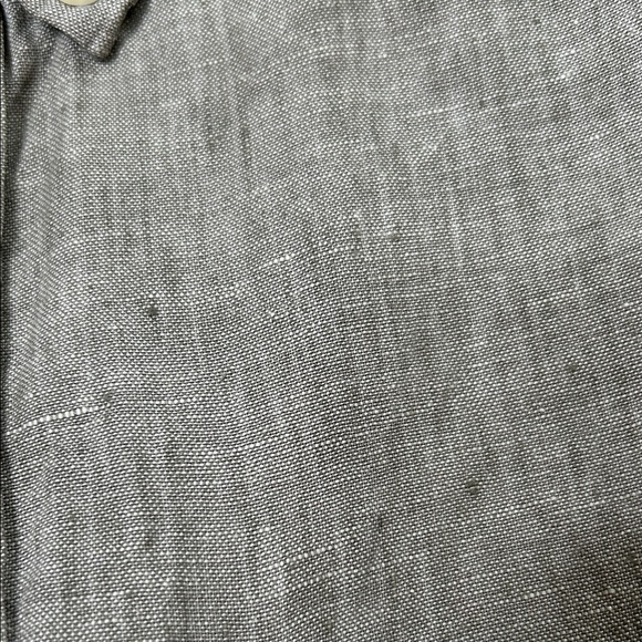 Banana Republic Light Gray Marled Button-Down Short Sleeve Shirt Slim Fit Linen - Picture 10 of 11